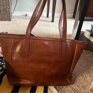 Brown Leather Fossil Tote